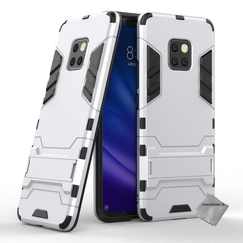 Housse Etui Coque Rigide Anti Choc Pour Huawei Mate 20 Pro + Verre Trempe - Argent