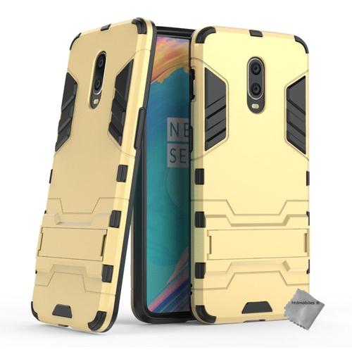 Housse Etui Coque Rigide Anti Choc Pour Oneplus 6t + Verre Trempe - Or