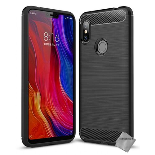 Housse Etui Coque Silicone Gel Carbone Pour Xiaomi Redmi Note 6 Pro + Film Ecran - Noir