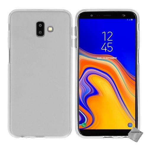 Housse Etui Coque Pochette Silicone Gel Fine Pour Samsung Galaxy J6+ Plus (2018) + Verre Trempe - Blanc Transparent