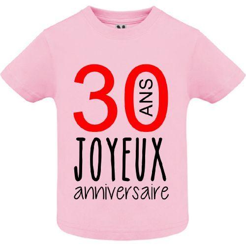 T Shirt Premium Bebe Fille Joyeux Anniversaire 30 Ans Manche Courte Col Rond Rakuten