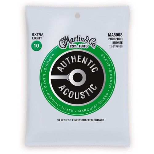 Martin Ma500s - Jeu De 12 Cordes Guitare Acoustique - Authentic Silked Phosphore Bronze - Extra Light 10-47