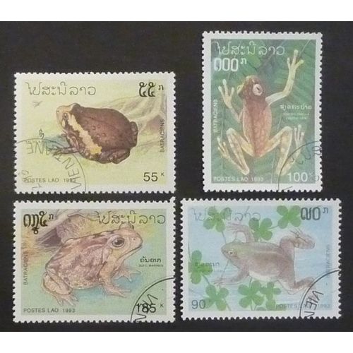 Laos Oblitéré Lot De 4 Timbres De 1993 Batraciens
