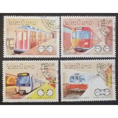 Laos Oblitéré Lot De 4 Timbres De 1993 Métro