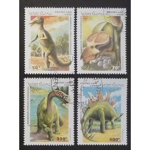 Laos Oblitéré Lot De 4 Timbres De 1995 Animaux Préhistoriques