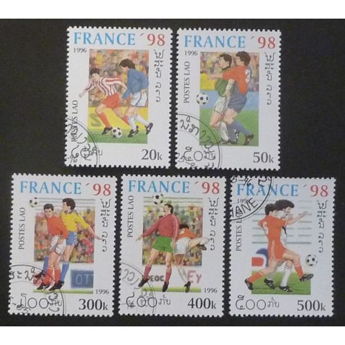 Laos Oblitéré Lot De 5 Timbres De 1996 Coupe 1998 Foot