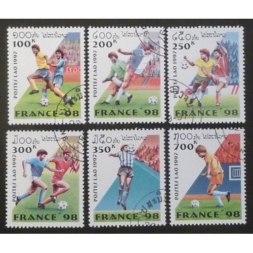 Laos Oblitéré Lot De 6 Timbres De 1997 Foot Coupe 98