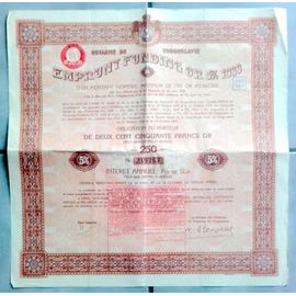 Lot De 10 Titres D’obligations – Emprunt Or Du Royaume De Yougoslavie (occasion)