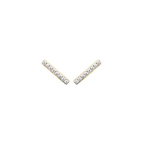 Kbc - Boucles D'oreilles Clous Plaque Or Zirconiums Baguette 11x1.8mm