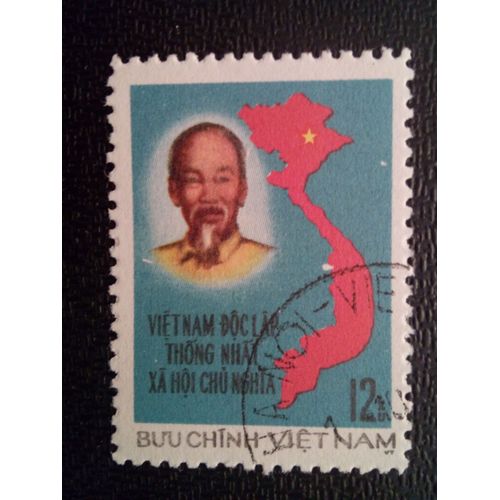 Timbre Vietnam Yt 55 Ho Chi Minh Et Une Carte Du Vietnam 1976