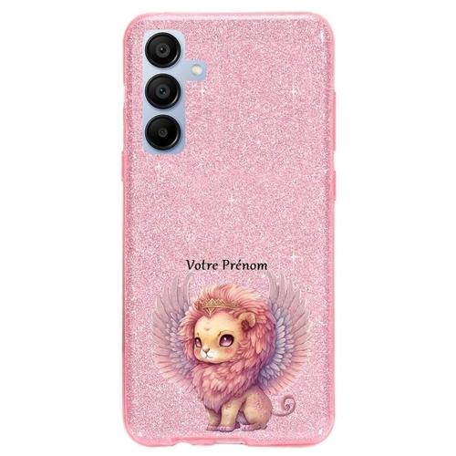 Coque Pour Galaxy A35 Paillettes Rose Lion Princesse