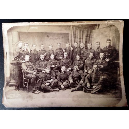 Photo Ancienne Et Cartonnée (Vers 1870) : Groupe De Soldats De La Marine