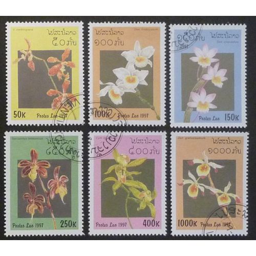 Laos Oblitéré Lot De 6 Timbres De 1997 Orchidées