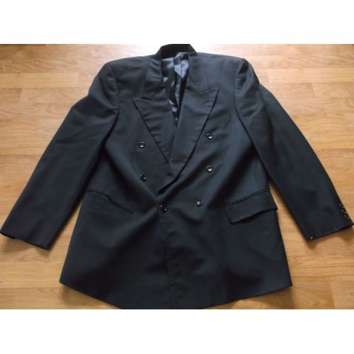 Veste Costume Degriffee Bleu Marine Laine Vierge