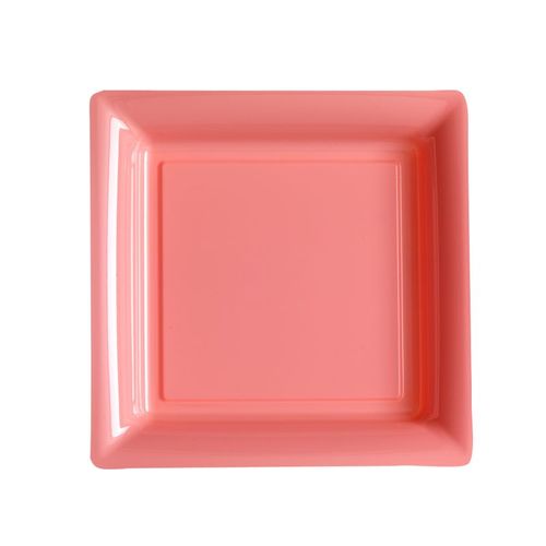 12 Assiettes Carrées En Plastique Rose 23,5 Cm Taille Unique