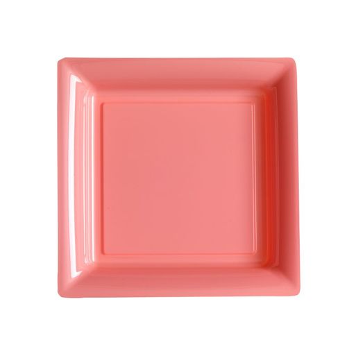 12 Petites Assiettes Carrées En Plastique Rose 18 Cm Taille Unique