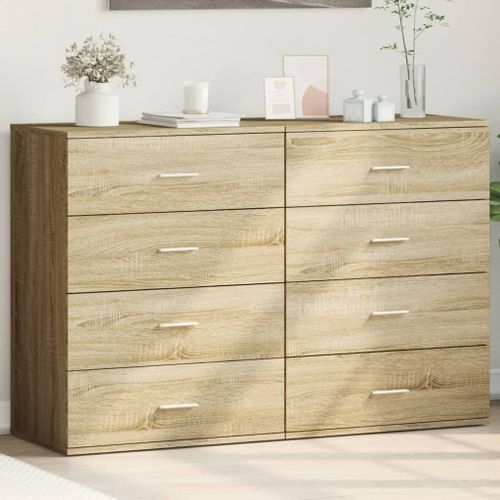 Vidaxl Buffets 2 Pcs Chêne Sonoma 60x39x80 Cm Bois D'ingénierie