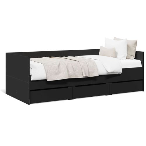 Vidaxl Lit De Jour Avec Tiroirs Sans Matelas Noir 90x200 Cm