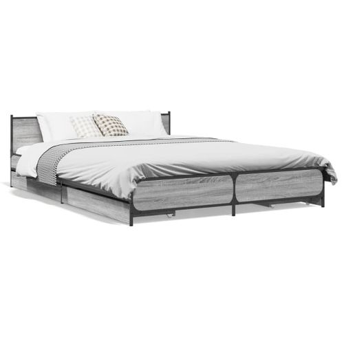 Vidaxl Cadre De Lit Avec Tiroirs Sans Matelas Sonoma Gris 140x200 Cm