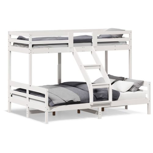 Vidaxl Lit Superposé Sans Matelas 80x200/140x200 Cm Blanc Bois Massif