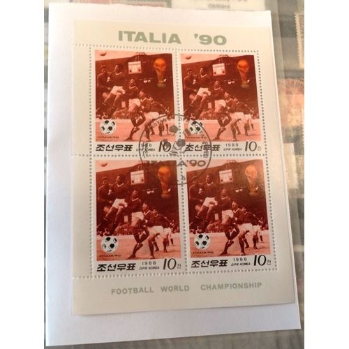 Timbre Corée Du Nord - Football World Cup Italie 1990 - Bloc 4 Timbres