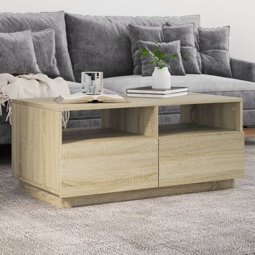 Vidaxl Table Basse Avec Lumières Led Chêne Sonoma 90x49x40 Cm