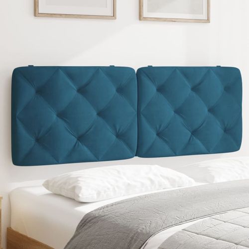 Vidaxl Coussin De Tête De Lit Bleu 120 Cm Velours