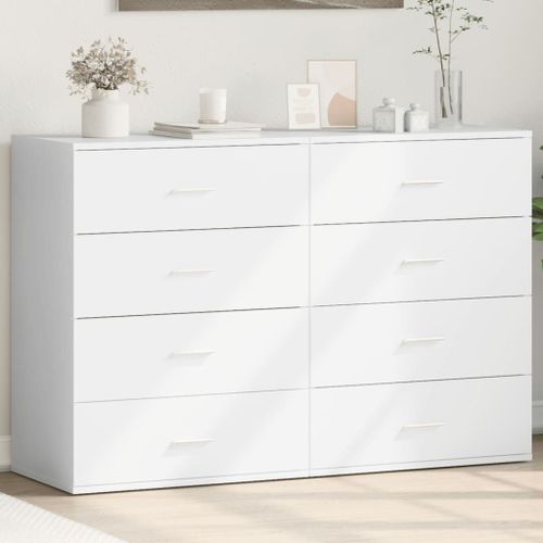 Vidaxl Buffets 2 Pcs Blanc 60x39x80 Cm Bois D’Ingénierie