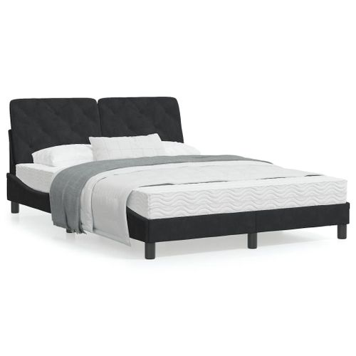 Vidaxl Lit Avec Matelas Noir 120x200 Cm Velours