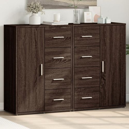 Vidaxl Buffets 2 Pcs Chêne Marron 60x31x84 Cm Bois D'ingénierie