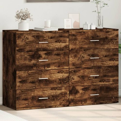 Vidaxl Buffets 2 Pcs Chêne Fumé 60x39x80 Cm Bois D'ingénierie