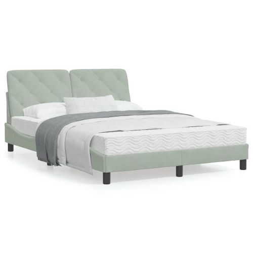 Vidaxl Cadre De Lit Avec Lumières Led Gris Clair 120x200 Cm Velours