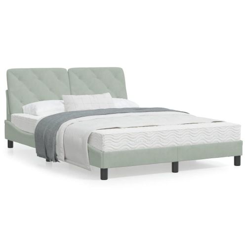 Vidaxl Cadre De Lit Avec Tête De Lit Gris Clair 140x190 Cm Velours
