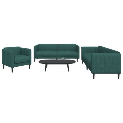 Vidaxl Ensemble De Canapés 3 Pcs Vert Foncé Tissu