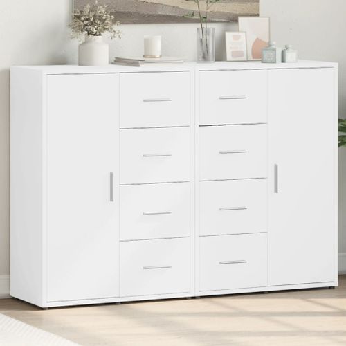 Vidaxl Buffets 2 Pcs Blanc 60x31x84 Cm Bois D'ingénierie
