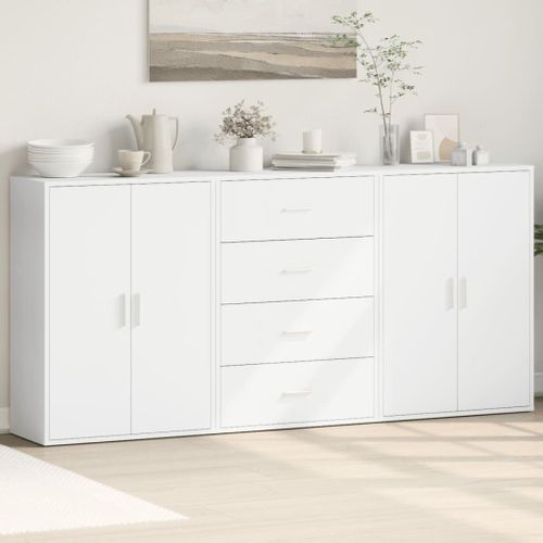 Vidaxl Buffets 3 Pcs Blanc 60x31x84 Cm Bois D'ingénierie
