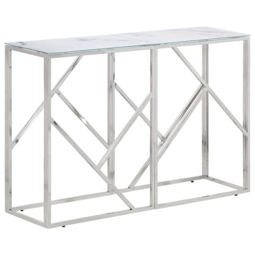 Vidaxl Table Console Argenté Acier Inoxydable Et Verre Trempé