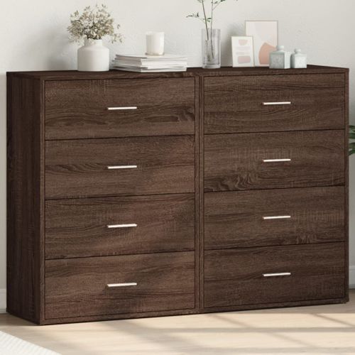 Vidaxl Buffets 2 Pcs Chêne Marron 60x31x84 Cm Bois D'ingénierie