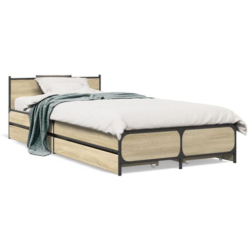 Vidaxl Cadre De Lit Avec Tiroirs Sans Matelas Chêne Sonoma 90x200 Cm