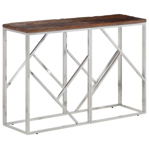 Vidaxl Table Console Argenté Acier Inoxydable Et Bois De Mélèze Massif