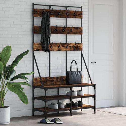 Vidaxl Porte-Vêtements Et Rangement Des Chaussures Chêne Fumé