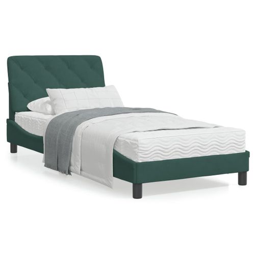 Vidaxl Lit Avec Matelas Vert Foncé 90x200 Cm Velours