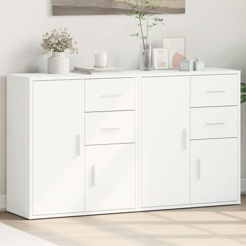 Vidaxl Buffets 2 Pcs Blanc 60x31x70 Cm Bois D'ingénierie