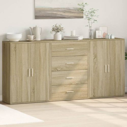 Vidaxl Buffets 3 Pcs Chêne Sonoma 60x31x84 Cm Bois D'ingénierie