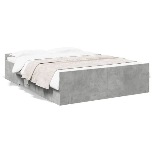 Vidaxl Cadre De Lit Avec Tiroirs Sans Matelas Gris Béton 120x200 Cm