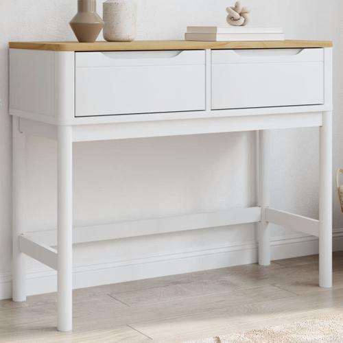 Vidaxl Table Console Floro Blanc 89,5x36,5x73 Cm Bois De Pin Massif