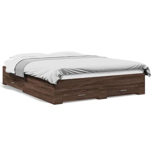 Vidaxl Cadre De Lit Avec Tiroirs Sans Matelas Chêne Marron 160x200 Cm