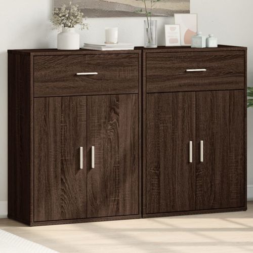 Vidaxl Buffets 2 Pcs Chêne Marron 60x30x84 Cm Bois D'ingénierie