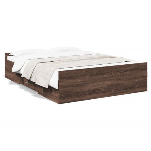 Vidaxl Cadre De Lit Avec Tiroirs Sans Matelas Chêne Marron 135x190 Cm
