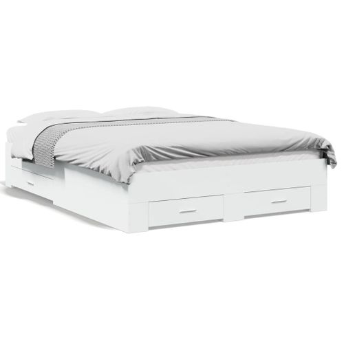 Vidaxl Cadre De Lit Avec Tiroirs Sans Matelas Blanc 120x200 Cm